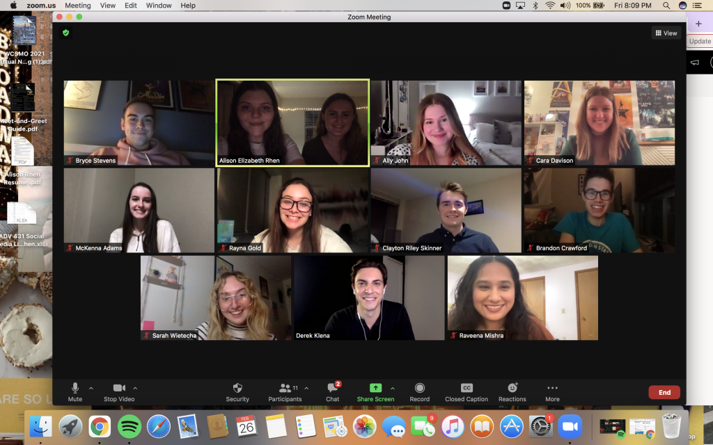 A screenshot of a Zoom video call session. Multiple students are on the call.