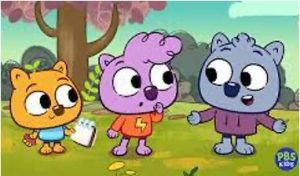 Three colorful cartoon wombats smiling