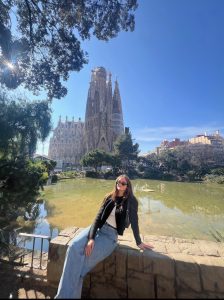 A person stops for a picture in Barcelona, Spain