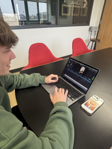 A person editing a video