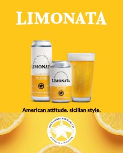 A visual design of Limonata beer brand identity.
