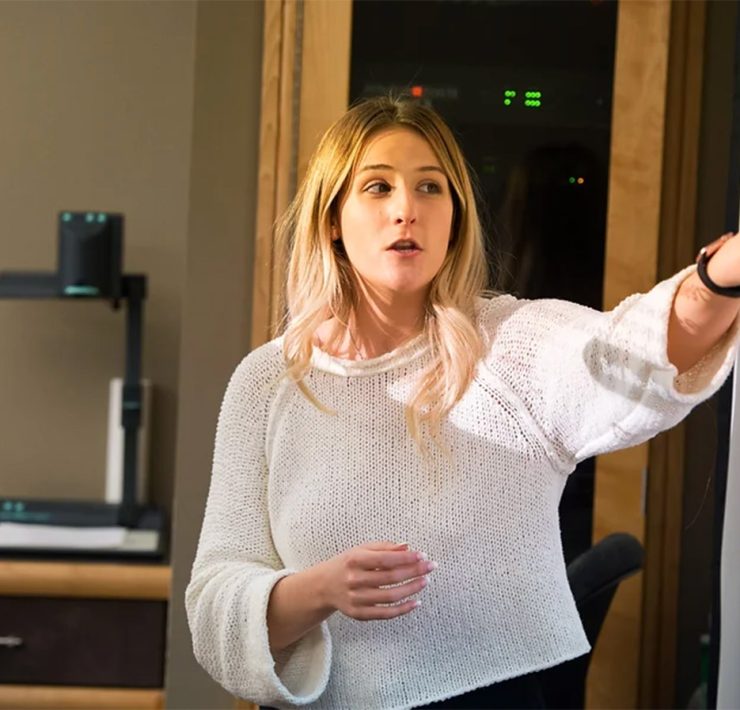 A teacher teaching