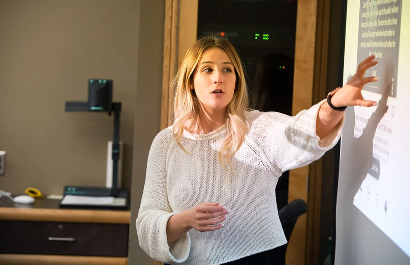A teacher teaching