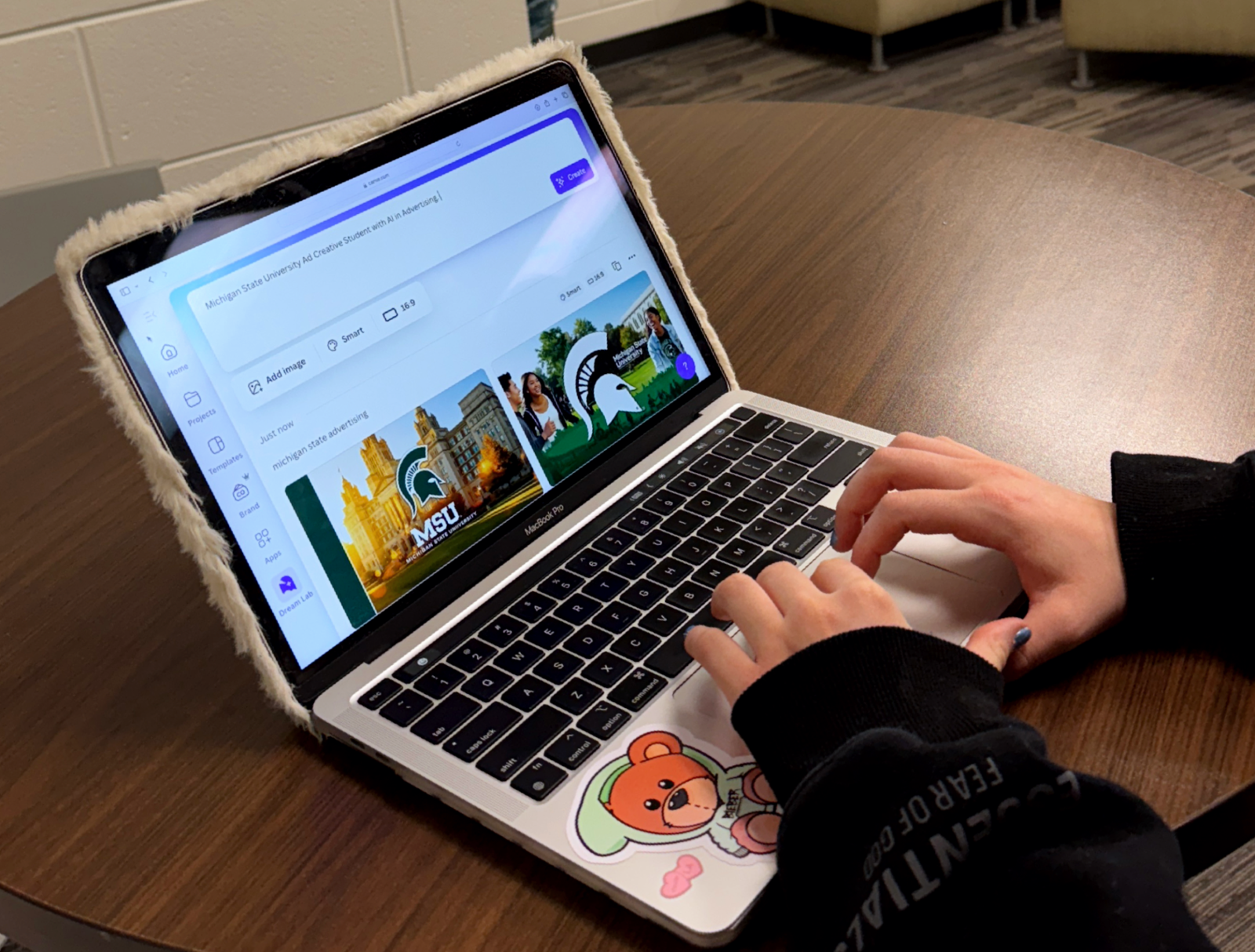 A person uses a computer