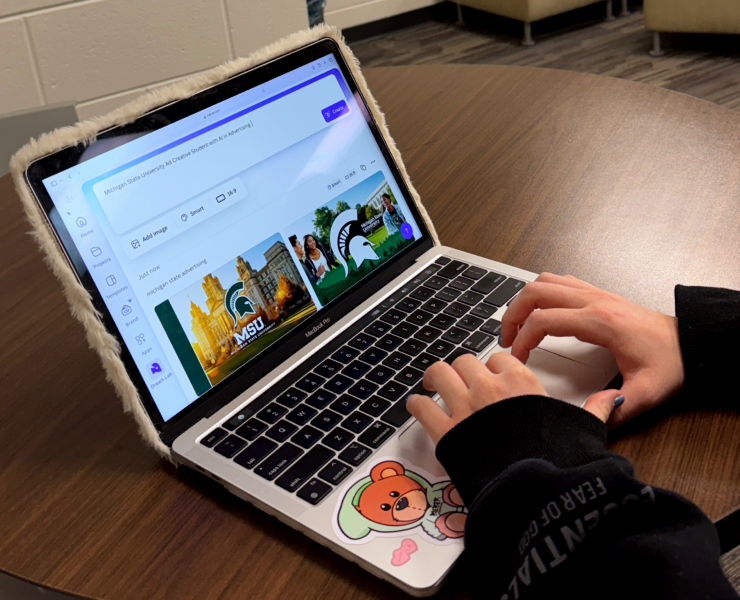 A person uses a computer