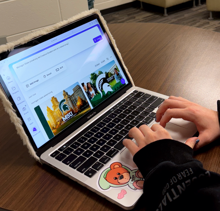 A person uses a computer