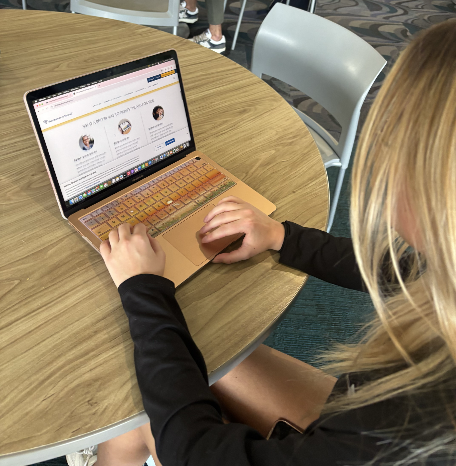 A person looks at a computer